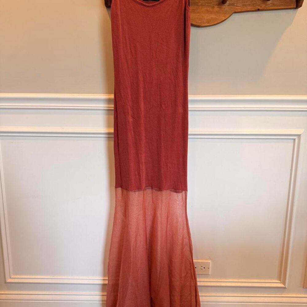 Anewsta Terracotta Maxi Dress with Sheer Bottom Size S